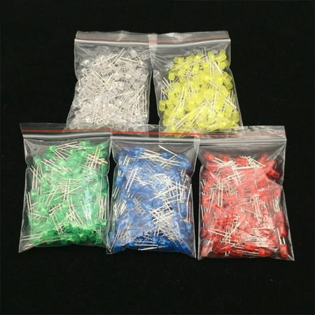 1000 Lot Single LEDs Round Top Diffused Light PCB Solder 5mm DC White/Red/Green