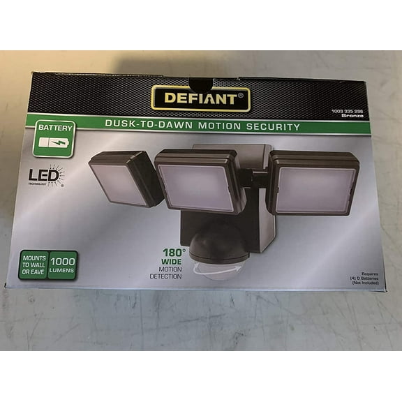 1000 Lumen 180- Degree Outdoor Bronze LED Battery Motion Activated Outdoor Flood Light