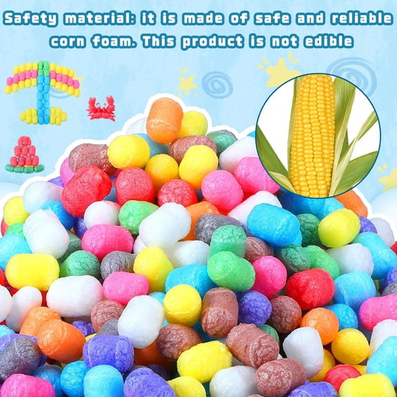 1000 Magic Foam Corn Arts and Crafts Kit with Tools for DIY Sculptures, Collages and Projects