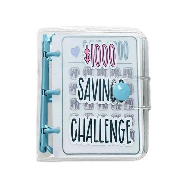 $1000 Money Savings Challenge Binder,Portable Mini Money Saving Binder,Mini Pocket Budget Book,Saving Organizer For Cash BLUE