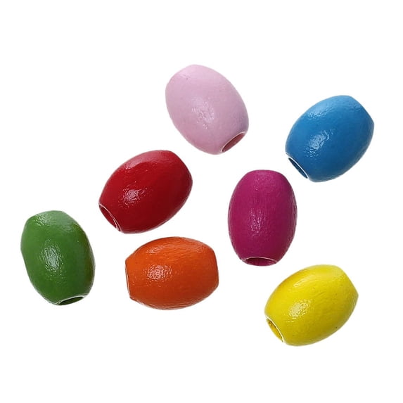 1000 Multicolor Oval Maple Wood Beads Bulk 10mm x 8 with 2.5mm Hole
