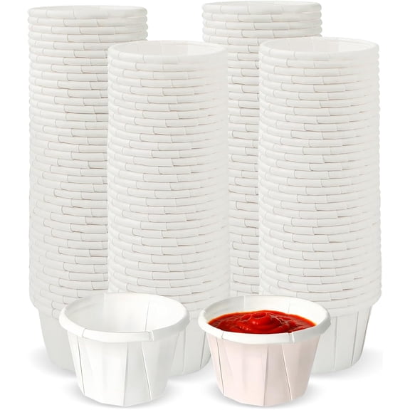 1000 PCS 0.5 oz Paper Souffle Portion Cups, Small Disposable Sample Condiment Cups with Water Proof Lining for Travel, Picnics, Parties, Barbecues, Jello Shots, Juice, Dessert, White
