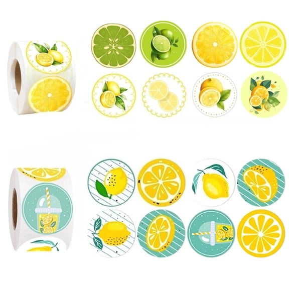 1000 PCS 1 Inch Lemon Themed Stickers, 16 Unique Designs Yellow Green Fruit Labels for Birthday Summer Party Favors Cookie Bags Bakery Packaging Envelope Seals