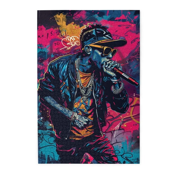 1000 PCS 1000 Pcs Jigsaw Puzzles For Adults Passionate Rapper,Ideal For Relaxation And Family Fun,Great For Relaxation And Display For Puzzle Enthusiast,Funny Rapper Wooden Puzzle For Adult