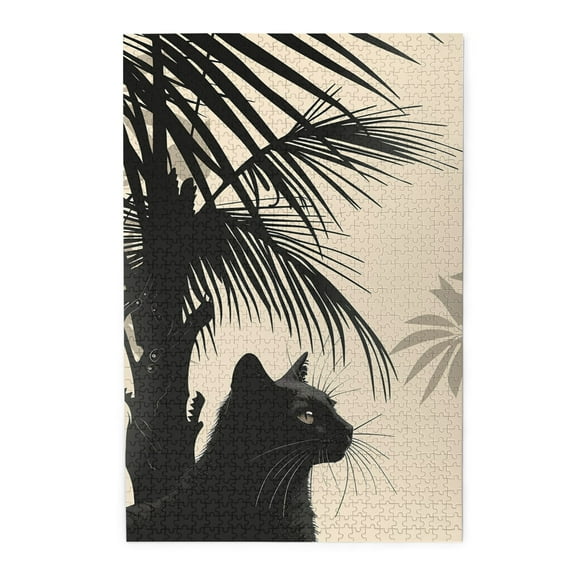 1000 PCS 1000 Piece Animal Puzzle Calm Black Cat,Challenging Brain Exercise,Enjoy The Puzzle Solving Process,Vibrant Animals Relax During The Puzzle Process,Classic Animal Wooden Puzzle Game