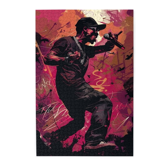 1000 PCS 1000 Piece Jigsaw Puzzles Passionate Rapper,Ideal For Relaxation And Family Fun,Great For Relaxation And Display For Puzzle Enthusiast,Classic Rapper Wooden Puzzle For Adult