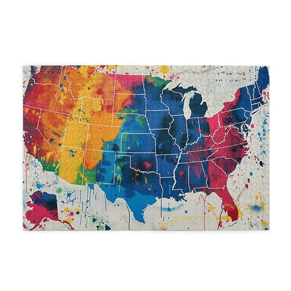 1000 PCS 1000 Piece Puzzle For Adults Colorful Map Of America,Unique And Beautiful Design,Patriotic Map Of America Classic Wooden Puzzle,Gift For Puzzle Enthusiast & Patriot,Stunningly Vibrant Colors