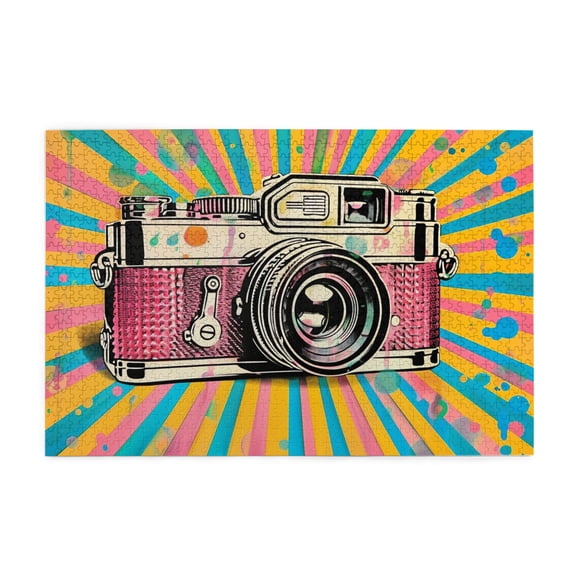 1000 PCS 1000 Piece Puzzle For Adults Colorful Vintage Camera,Stunning Artwork Of Adults,Challenging Brain Exercise,Classic Camera Retro Art Wooden Puzzle,Gift For Camera Lover,High Difficulty Puzzle