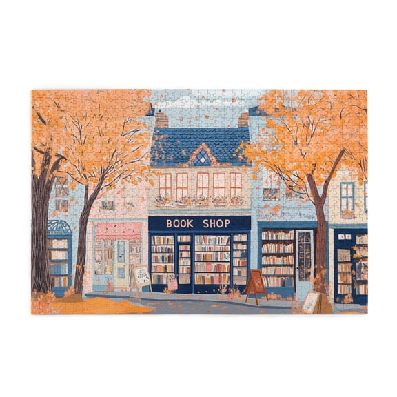 1000 PCS 1000 Piece Puzzle For Adults Fall Bookstore,Exquisite Adults Illustration Wooden Puzzles,Family Leisure,Stress Relief And Entertainment,Gift For Puzzle Lovers,Vibrant Design