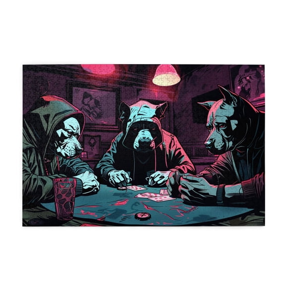 1000 PCS 1000 Piece Puzzle For Adults Gambling Dogs,Unique And Beautiful Design,Modern Style Gambling Dogs Wooden Puzzle,1000 Piece Jigsaw Puzzle For Adults Challenging Puzzle Perfect For Game Nights