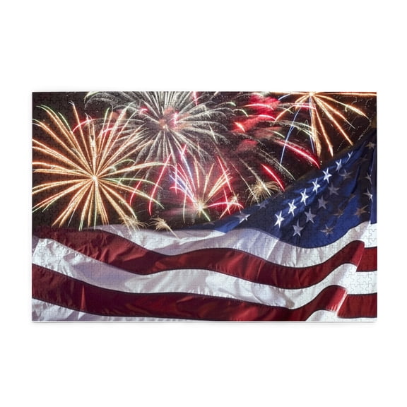 1000 PCS 1000 Piece Puzzle For Adults Star Spangled Banner & Fireworks,Unique And Beauty Design,Exquisite Star Spangled Banner & Fireworks Stress Relieving Wooden Puzzle,For Puzzle Lovers & Patriot