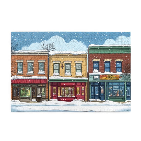 1000 PCS 1000 Piece Puzzle For Adults Winter Streets,Challenging Brain Exercise,Stress Relieving Pleasure,Funny Winter Streets Wooden Puzzles,Impossible Hard Difficult Challenging Puzzles For Adults