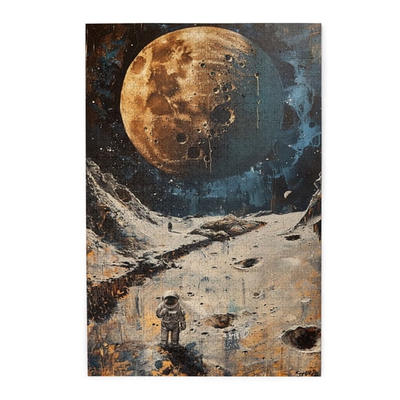 1000 PCS 1000 Piece Unique Jigsaw Puzzles Lonely Moon Astronaut,Challenging Brain Exercise,Unique Artwork For Adults,Feel The Loneliness Of Astronauts,Enjoy The Puzzle Solving Process,Wooden Puzzle