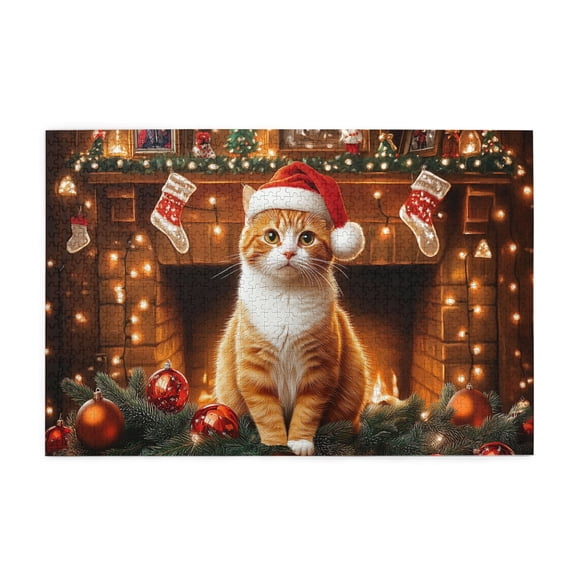 1000 PCS 1000 Piece Vibrant Jigsaw Puzzle Christmas Cat,Brain Challenge,Enjoy the puzzle solving process,Classic Animal Art Christmas High difficulty puzzle 1000 Piece,Gift Suitable Family Friends