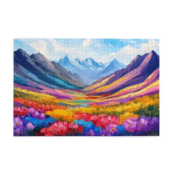 1000 PCS 1000 Piece Vibrant Jigsaw Puzzles Colorful Garden On The Hill,Relax And Enjoy The Fun Of Solving Puzzles,Showcasing The Vitality Of All Things In Spring,Classic Adults Wooden Puzzle