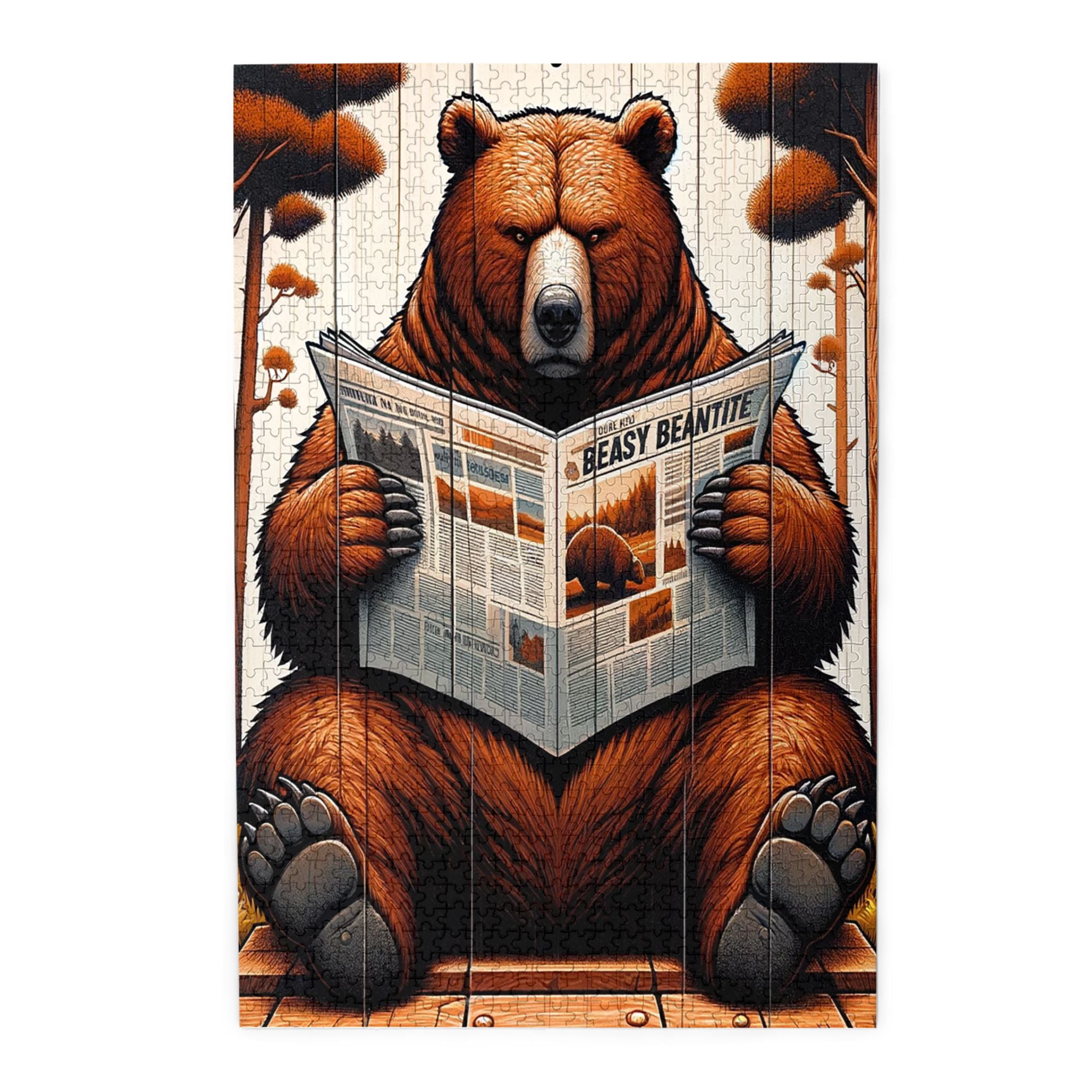1000 PCS 1000 Piece Vibrant Jigsaw Reading Time of Brown Bear,Relieve stress and enjoy the fun of solving puzzles,Imaginative Animal Wooden Puzzles,Creative Activity Hobbies for Adults