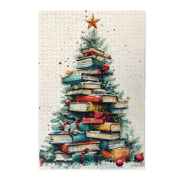 1000 PCS 1000 Piece Wooden Puzzles Books Christmas Tree,Stunning Artwork of Adults,High difficulty puzzle,Exquisite Books Christmas Tree Puzzle 1000 Piece,Gift for Puzzle Lovers Gifts,Funny Puzzles