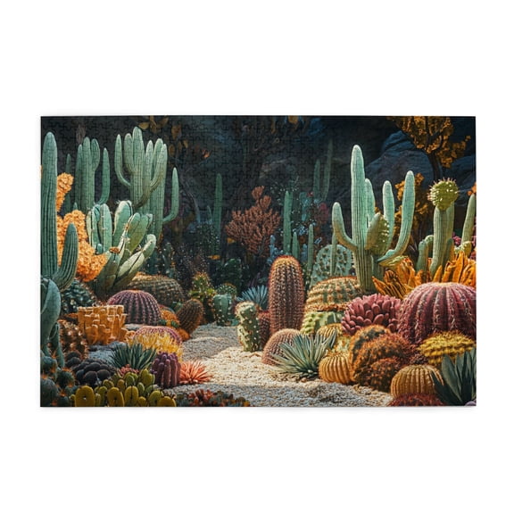 1000 PCS 1000 Piece Wooden Puzzles Desert Cactus Flower,Stunningly Vibrant Colors,Classic Stress Relieving Puzzle,Unique Desert Cactus Flower Puzzle 1000 Piece,For Cactus Lovers Gift,Fun Wood Puzzles