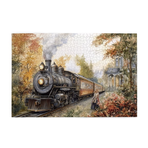 1000 PCS 1000 Piece Wooden Puzzles Retro rural steam train,Unique and Beautiful Design,Brain Challenge,Classic steam train High difficulty puzzle 1000 Piece,for Vintage Art Lovers,Stunning Artwork