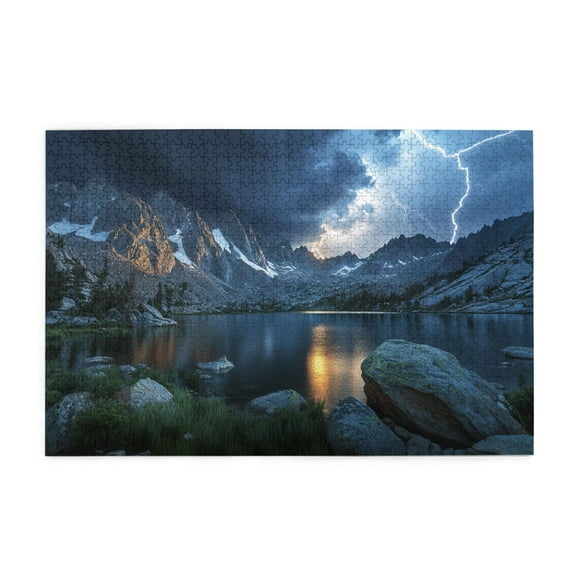 1000 PCS 1000 Piece Wooden Puzzles Thunderstorms & Lakes Scenery Photography,Enjoy The Puzzle Solving Process,Charm Scenery Photography,Puzzles Suitable For Entertaining With Family During Holidays