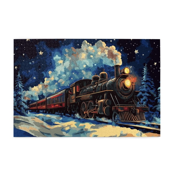 1000 PCS 1000 Piece Wooden Puzzles beautiful Starry Sky Steam Train,Creative Activity Hobbies for Adults,Enjoy the puzzle solving process,Puzzles suitable for entertaining with family during holidays