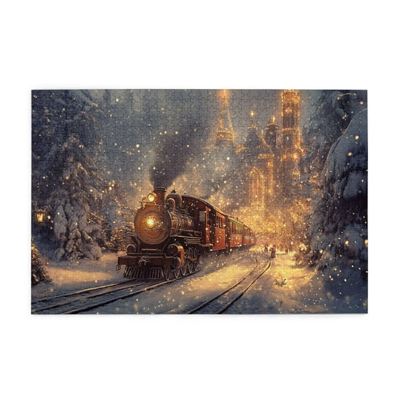 1000 PCS 1000 piece Wooden puzzle for adults Steam train snow scenery,Stress relieving pleasure,Enjoy the puzzle solving process,Vintage Style snow scenery Puzzle 1000 Piece,Brain Challenge