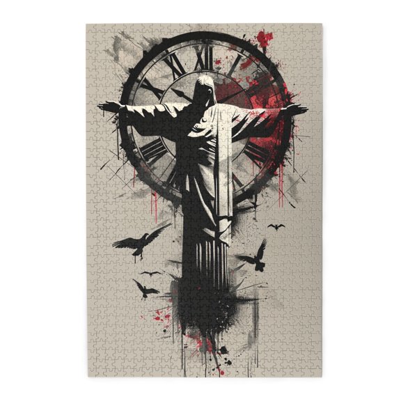 1000 PCS 1000 piece puzzle for adults God and Clock,Challenging Brain Exercise,Stunning Artwork of Adults,Exquisite God and Clock Modern Art Wooden Puzzles 1000 Piece,Gifts for Friends and Family