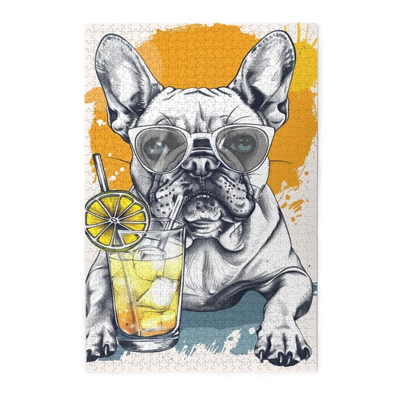 1000 PCS A Dog Drinking Beverages 1000 Piece Puzzle For Adults,Challenging Brain Exercise,Creative Activity Hobbies For Adults,Fun Animals Drinking Beverages Wooden Puzzles For Home Decoration