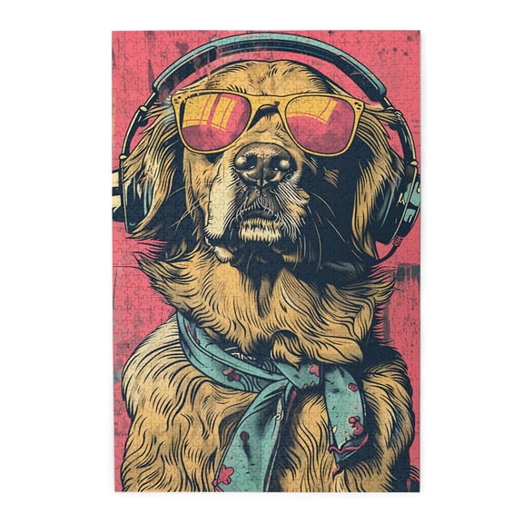1000 PCS A Dog Listening To Music - 1000 Piece Vibrant Wooden Jigsaw Puzzle,Stress Relieving Pleasure,Relax Yourself,Enjoy The Puzzle Solving Process,Great For Relaxation And Display For Music Lovers
