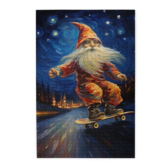 1000 PCS A Dwarf Who Plays Skateboarding 1000 Piece Funny Jigsaw Puzzles,Relax Yourself,Stress Relieving Pleasure,Whimsical Wooden Jigsaw Pieces,Creative Activity Hobbies For Adults