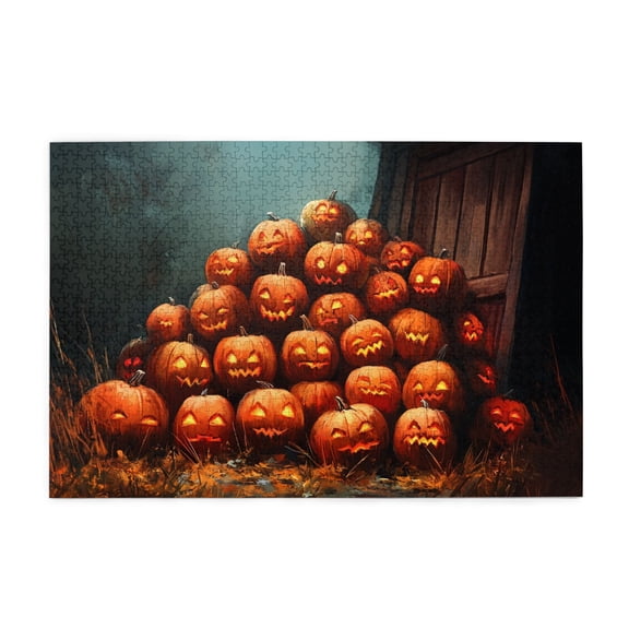 1000 PCS A Group Of Crazy Pumpkin Lantern 1000 Piece Puzzle For Adults,That Come Together As One Holiday Image,Enjoy The Puzzle Solving Process,Classic Wooden Puzzle,Gift Suitable Family Friends
