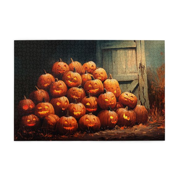 1000 PCS A Group Of Crazy Pumpkin Lantern Puzzles For Adults 1000 Pieces,Vibrant Design,Vibrant Colors Make You Feel Like You'Re There,Beautiful Pumpkin Wooden Puzzle As Home Holiday Decoration