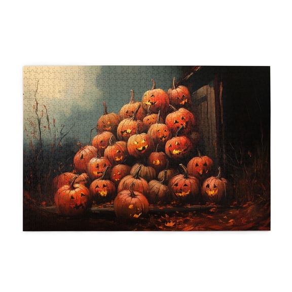 1000 PCS A Group Of Crazy Pumpkin - 1000 Piece Holiday Jigsaw Puzzles,Enjoy The Puzzle Solving Process,Create A Festive Atmosphere,Fun Pumpkin Wooden Puzzle As Home Holiday Decoration,Relax Yourself