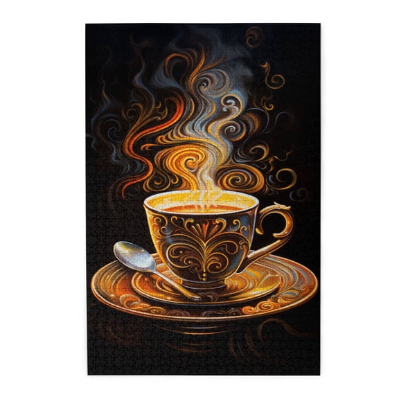 1000 PCS A Steaming Cup Of Cocoa 1000 Piece Wooden Jigsaw Puzzles,Stress Relieving Puzzle,Featuring Exquisite And Unique Illustrations,Depict A Cup Of Cocoa,Relax And Enjoy The Fun Of Jigsaw Puzzles