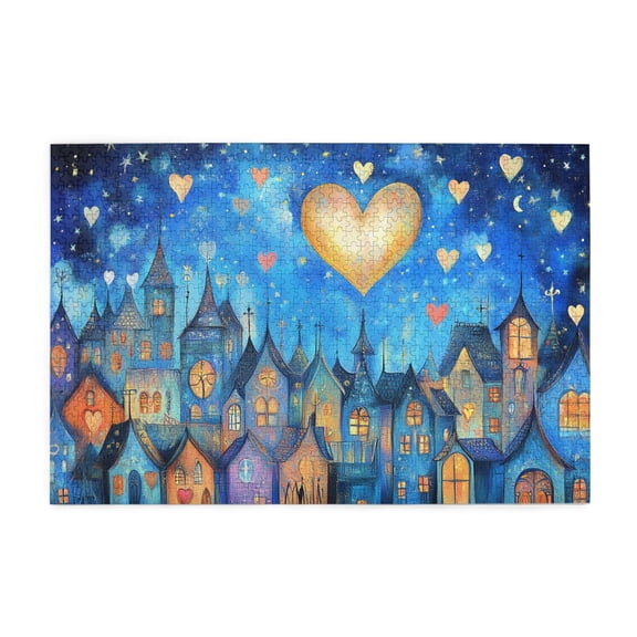 1000 PCS A Town Full Of Love Puzzles For Adults 1000 Pieces,Stunning Artwork,Vintage Style Love Town,Funny Wooden Jigsaw Puzzles,Enjoy The Puzzle Solving Process,Creative Activity Hobbies For Adults