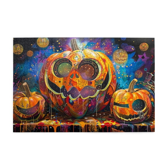 1000 PCS Abstract Sunglasses Pumpkin Head 1000 Piece Wooden Puzzle,Challenging Brain Exercise,Fun Sunglasses Pumpkin Head Adults Puzzle,Creative Activity Hobbies For Adults,Holiday Gifts