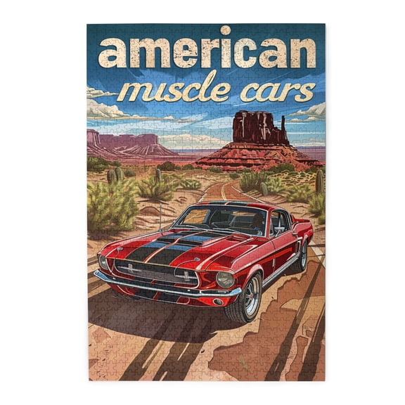1000 PCS American Muscle Car Puzzles For Adults 1000 Pieces,Brain Challenge,Unique Artwork For Adults,Classic Muscle Car Wooden Puzzle As Home Decor,Great For Relaxation And Display For Puzzle Lovers