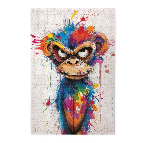 1000 PCS Angry Monkey Graffiti 1000 Piece Vibrant Jigsaw Puzzle,Whimsical Wooden Jigsaw Pieces,Creative Activity Hobbies For Adults,Puzzles Suitable For Entertaining With Family During Holidays