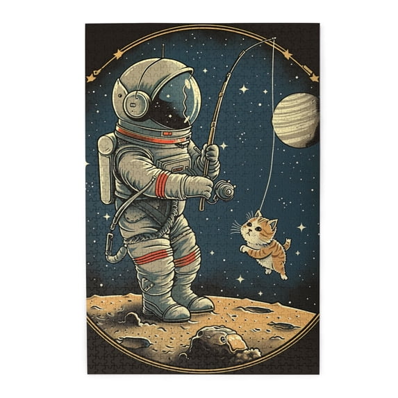 1000 PCS Astronaut & Cat 1000 piece puzzle for adults,Challenging Brain Exercise,Whimsy Jigsaw Pieces,Funny Astronaut & Cat Wooden Puzzles,Impossible Hard Difficult Challenging Puzzles for Adults
