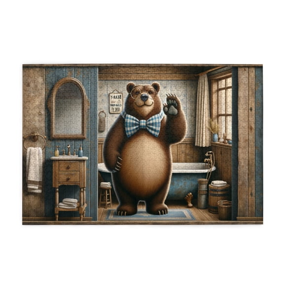 1000 PCS Bear Bath Time 1000 Piece Funny Animal Jigsaw Puzzles,Wonderful Imagination,Relax And Enjoy The Fun Of Solving Puzzles,Home Decor Wooden Puzzle,Creative Activity Hobbies For Adults