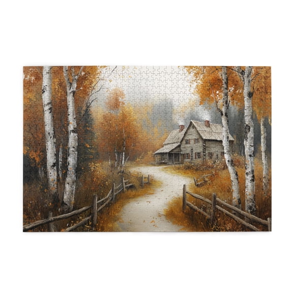 1000 PCS Birch Forests Lodge Puzzles For Adults 1000 Pieces,Stunningly Vibrant Colors,Family Leisure,Stress Relief And Entertainment,Vintage Style Wooden Jigsaw Puzzles As Home Decor