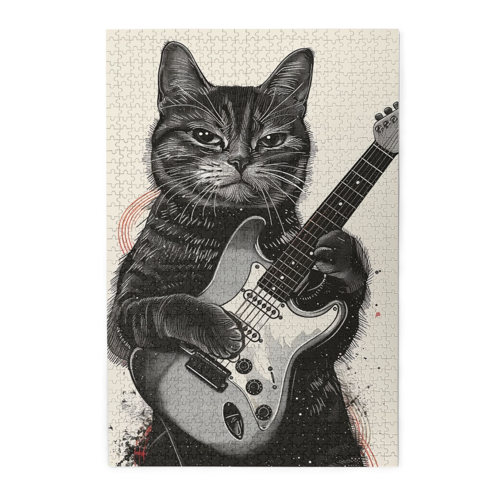 1000 PCS Black Cat'S Music Time - 1000 Piece Funny Animal Jigsaw Puzzles,Relax Yourself,Enjoy The Puzzle Solving Process,Whimsical Wooden Jigsaw Pieces,Exquisite Animal Retro Puzzle As Home Decor