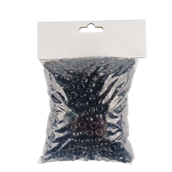 1000 PCS Black Pony Beads 9mm x 6mm, Round Craft Beads with Center Hole for DIY Jewelry Making, Bracelets, Necklaces, Keychains, Ornaments, Art Projects, Hair Accessories, Slime Mix-Ins