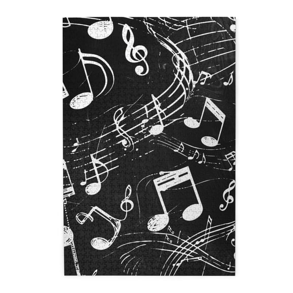 1000 PCS Black And White Note Puzzles For Adults 1000 Pieces,Challenging Brain Exercise,Unique Adult Wooden Puzzle,Great For Relaxation And Display For Puzzle Enthusiast