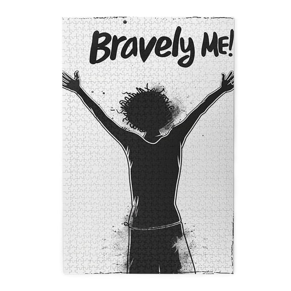 1000 PCS 'Bravely Me' Slogan Person With Open Arms Jigsaw Puzzles 1000 Pieces,Unique And Beautiful Design,Enjoy The Puzzle Solving Process,Charm Wooden Puzzle Game,Creative Activity Hobbies For Adult