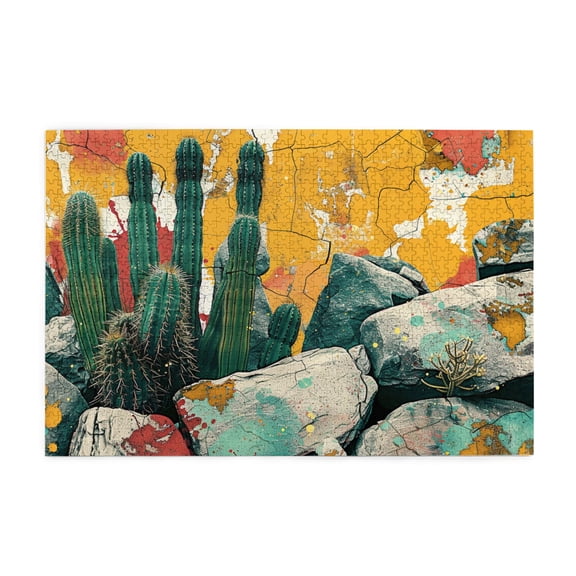 1000 PCS Cactus And Stone Wooden Puzzle 1000 Piece,Adults Challenging Brain Exercise,Chic Cactus And Stone High Difficulty Puzzle,For Cactus Enthusiast Fun Gifts,Creative Activity Hobbies For Adults