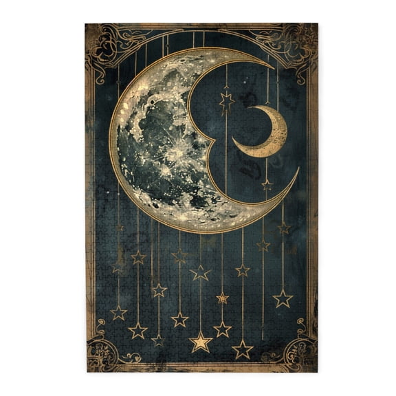 1000 PCS The Calm Moon And Stars 1000 Piece Puzzle For Adults,Unique And Beautiful Design,Brain Challenge,Puzzles Suitable For Entertaining With Family During Holidays,Enchanting Moon Wooden Puzzles