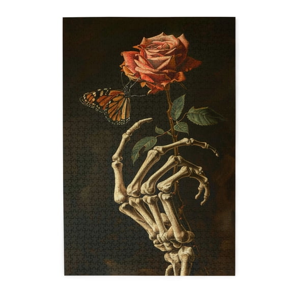 1000 PCS Capture Love - Skeleton And Rose Butterfly Jigsaw Puzzles 1000 Pieces,Unique Artwork For Adult,Wonderful Imagination,1000 Piece Wood Puzzle For Adults Challenging Charm Puzzle For Game Night