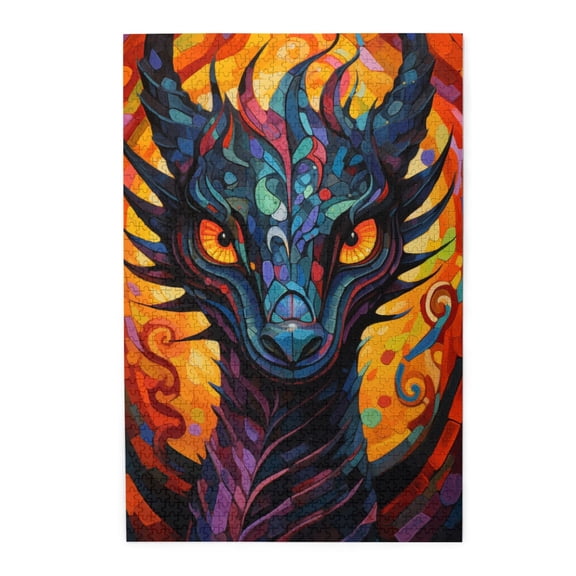 1000 PCS Cartoon Black Dragon - 1000 Piece Vibrant Jigsaw Puzzle,Challenging Brain Exercise,Family Leisure,Stress Relief And Entertainment,Adults Wooden Puzzles For Home Wall Decor