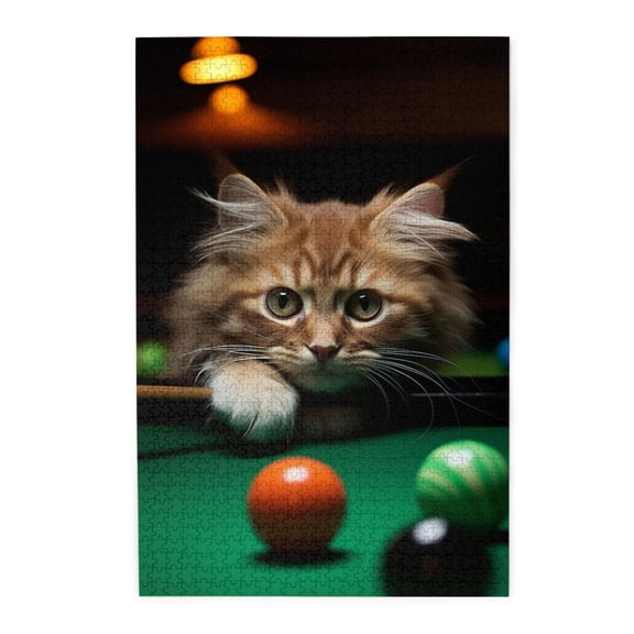 1000 PCS Cat'S Billiards Time Puzzles For Adults 1000 Pieces,Brain Challenge,Animal Enthusiasts' Funny Artworks,Classic Wooden Puzzle,Great For Relaxation And Display For Puzzle Enthusiast
